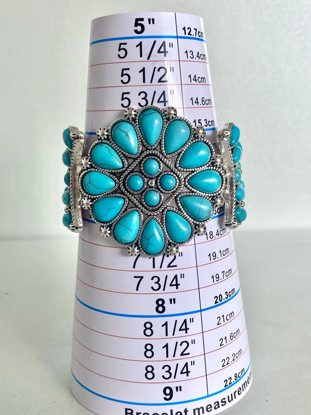 Plunder Silver & Turquoise tone Cluster NWOT boho cowgirl stretch Bracelet